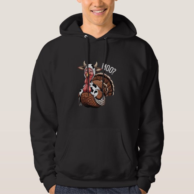 Turkey Moo Funny Erntedank Hoodie (Vorderseite)
