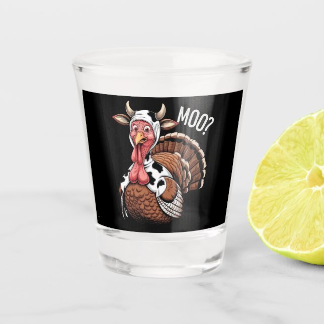 Turkey Moo Funny Erntedank Schnapsglas (Vorderseite)