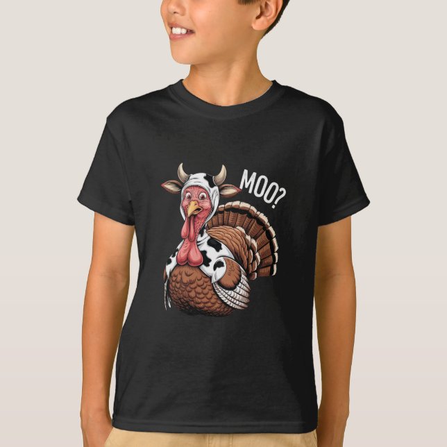 Turkey Moo Funny Erntedank T-Shirt (Vorderseite)