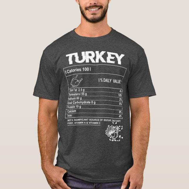 Turkey Nutritional Factshanksgiving Food Recipe fr T-Shirt (Vorderseite)