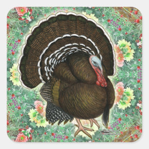 Turkey On the Greens Quadratischer Aufkleber