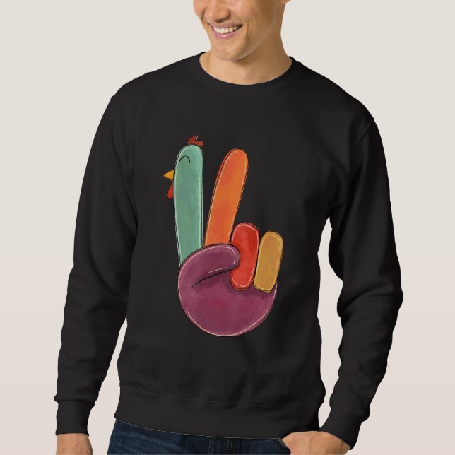 Turkey Peace Sign Thanksgiving Sweatshirt (Vorderseite)