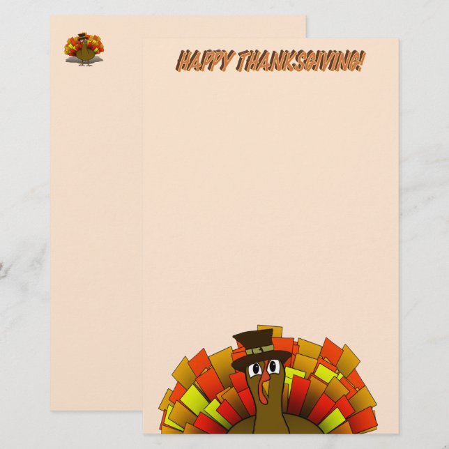 Turkey Pilgrim Thanksgiving  Briefpapier (Vorne/Hinten)
