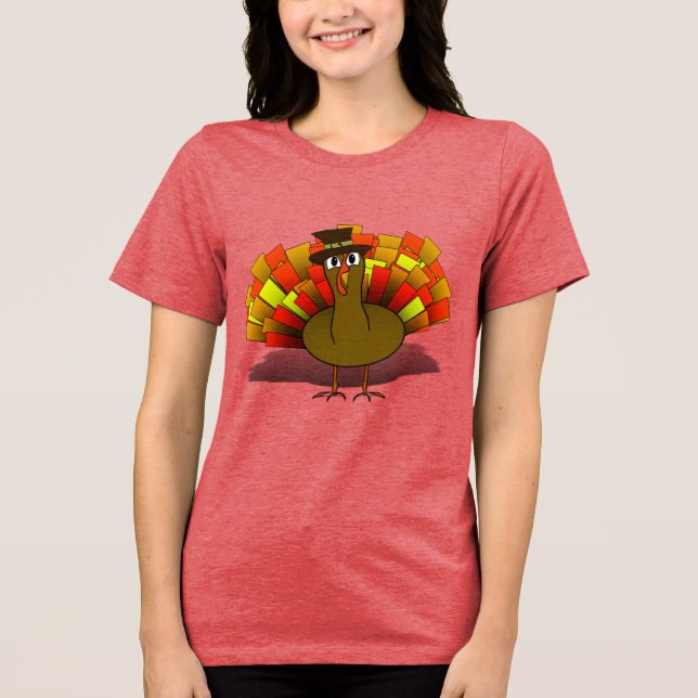  Turkey Pilgrim Thanksgiving Tri-Blend Shirt (Vorderseite)