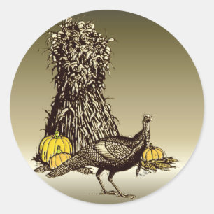 Turkey Pumpkin Runder Aufkleber
