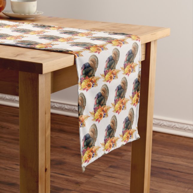 Turkey Pumpkins Erntedank Table Runner Mittelgroßer Tischläufer (Beispiel)