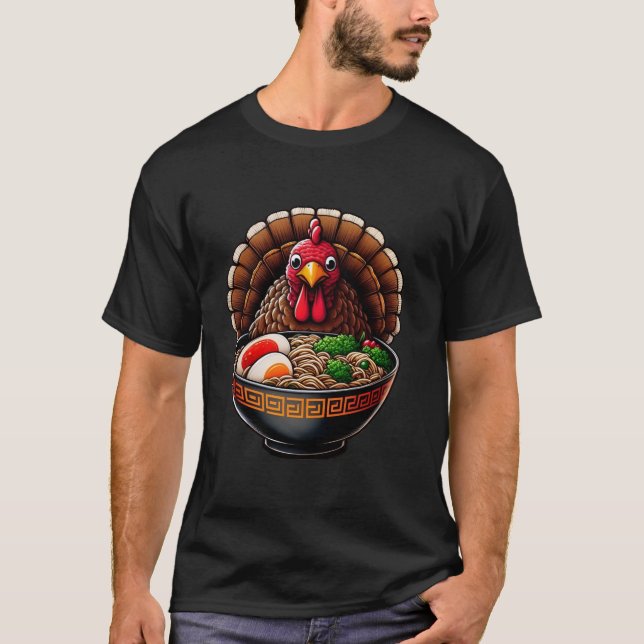 Turkey Ramen Noodles Funny Erntedank Dinner Hum T-Shirt (Vorderseite)
