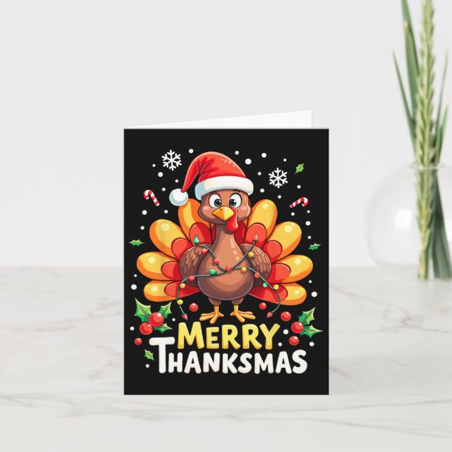 Turkey Santa Happy Merry Thanksmas Erntedank Ch Karte (Vorderseite)