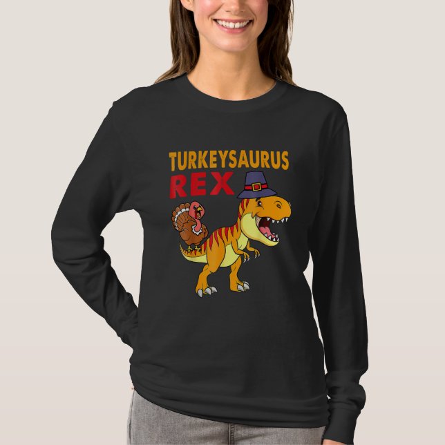 Turkey Saurus Rex Thanksgiving Dinosaur Turkey Kid T-Shirt (Vorderseite)