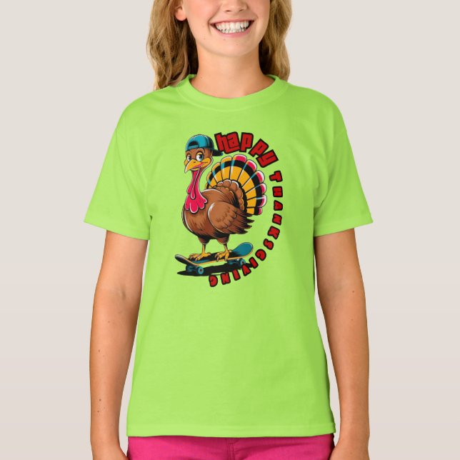 Turkey skateboard  Thanksgiving gift  T-Shirt (Vorderseite)