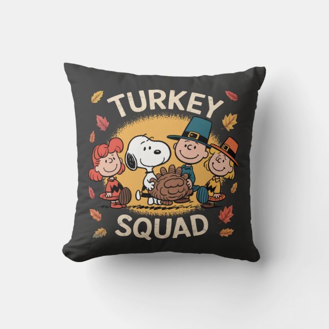 Turkey Squad Funny Cartoon Friends Thanksgiving Kissen (Vorderseite)