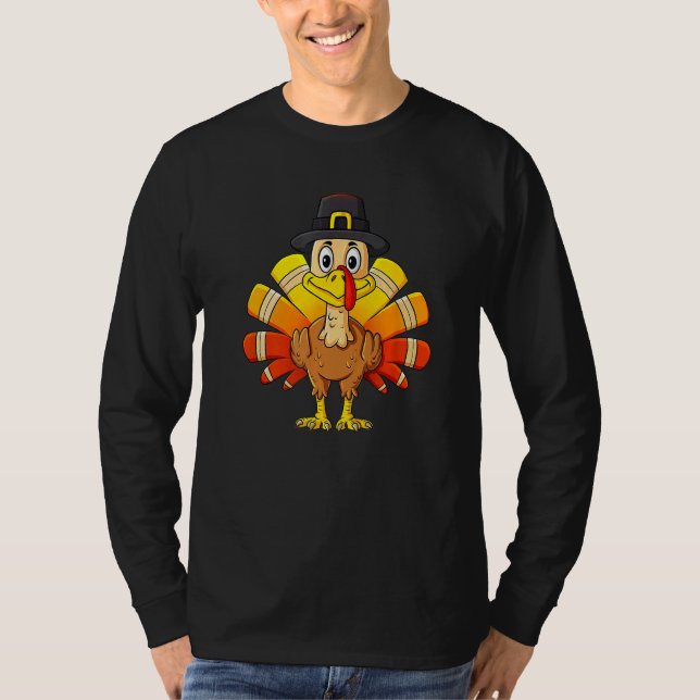 Turkey Thanksgiving Day Pilgrim Boys Kids Men T-Shirt (Vorderseite)
