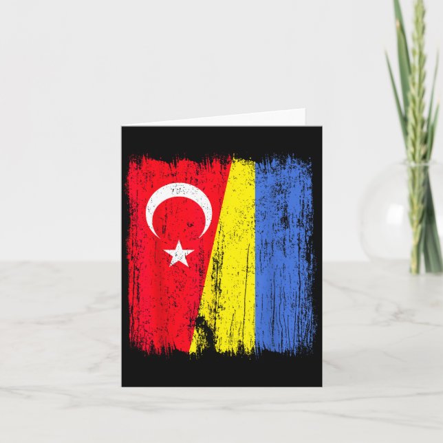 Turkey Ukraine Half Flag Turkish Ukrainian Heritag Karte (Vorderseite)