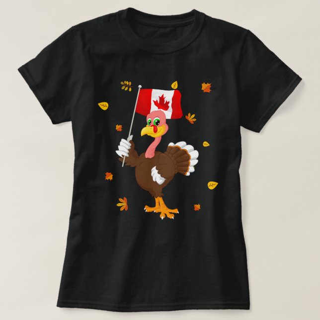 Turkey With Canada Flag Cool Canadian Thanksgiving T-Shirt (Design vorne)