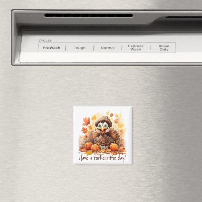 Turkeyrific Day – Playful Thanksgiving Scene  Magnet (In Situ (Geschirrspüler))