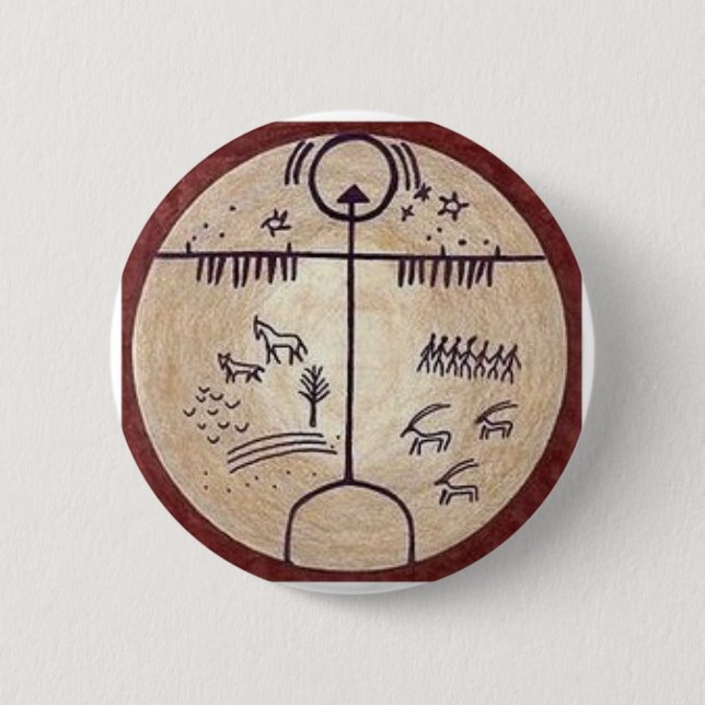 Turkic Shaman-Trommel Button (Vorderseite)