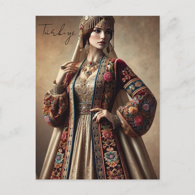 Türkin in traditioneller ottomanischer Kleidung Postkarte (Vorderseite)