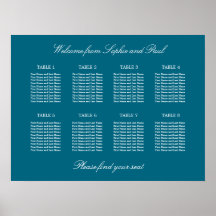 Türkis 8 Tisch Hochzeitskarte Poster