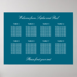 Türkis 8 Tisch Hochzeitskarte Poster