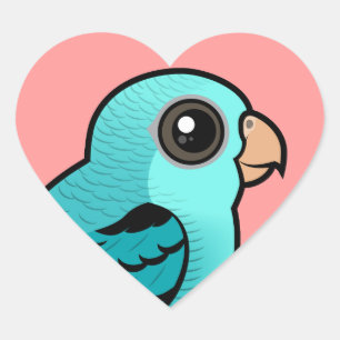 Türkis abgehaltener Parakeet Herz-Aufkleber