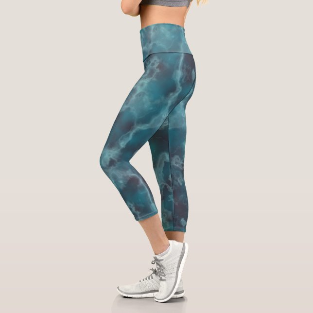 Türkis Abstrakt Capri Leggings (Links)