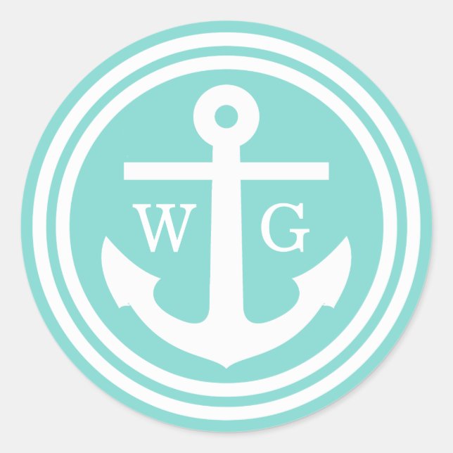 Türkis Aqua Anchor Hochzeitsstipps Siegel Liebesma Runder Aufkleber (Vorderseite)
