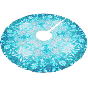 Türkis Aqua Blauer Blumenmuster Polyester Weihnachtsbaumdecke