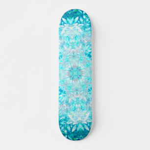 Türkis Aqua Blauer Blumenmuster Skateboard