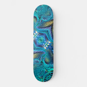 Türkis Aqua Blue Dragon Skin Abstrakt Skateboard