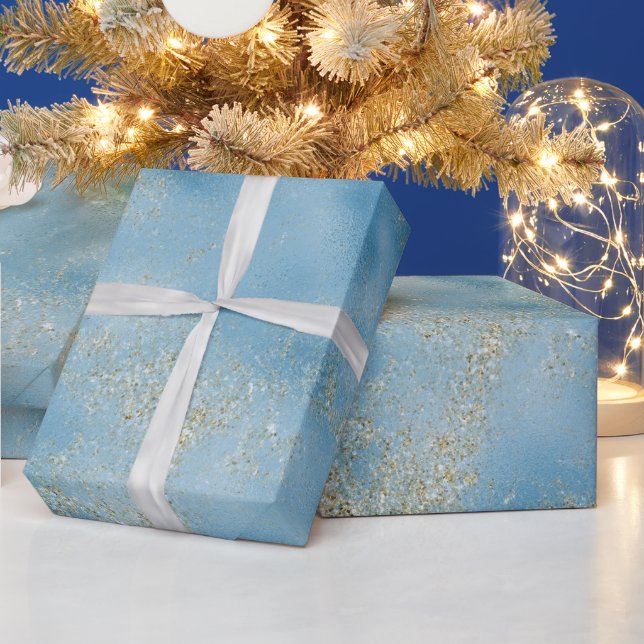 Türkis Aqua Blue Glam Gold Glitzer      Geschenkpapier (Feiertage)