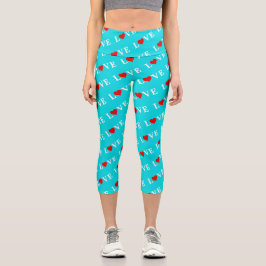 Türkis Aqua Blue Liebe Moderne Elegant Stilvoll Capri Leggings