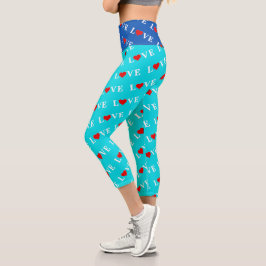 Türkis Aqua Blue Liebe Moderne Elegant Stilvoll Capri Leggings