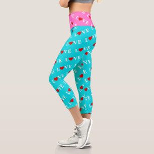 Türkis Aqua Blue Liebe Moderne Elegant Stilvoll Capri Leggings