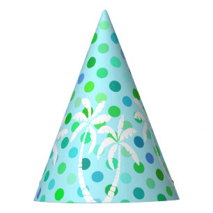 Türkis Aqua Blue Lime Green Punkts Muster Partyhütchen