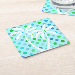 Türkis Aqua Blue Lime Green Punkts Muster Rechteckiger Pappuntersetzer