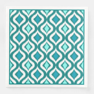 Türkis Aqua Blue Retro Chic Ikat Droptern Muster Serviette
