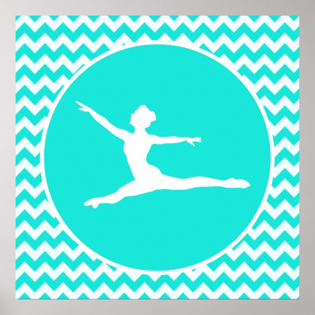 Türkis, Aqua Color Zickzack; Ballett Poster (Vorne)