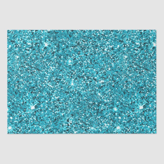 Türkis Aqua Glitzy Sparkle Glitzer Seidenpapier (Vorderseite)