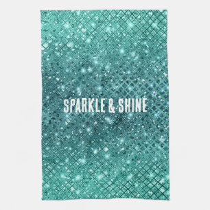 Türkis Aqua Green Sparkle Geschirrtuch