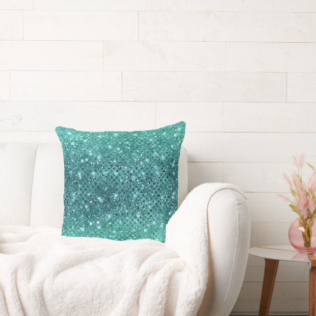 Türkis Aqua Green Sparkle Kissen (Liege)