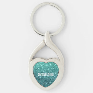 Türkis Aqua Green Sparkle Schlüsselanhänger