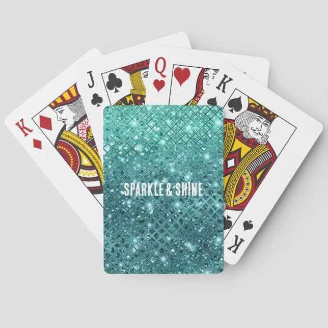 Türkis Aqua Green Sparkle Spielkarten (Rückseite)