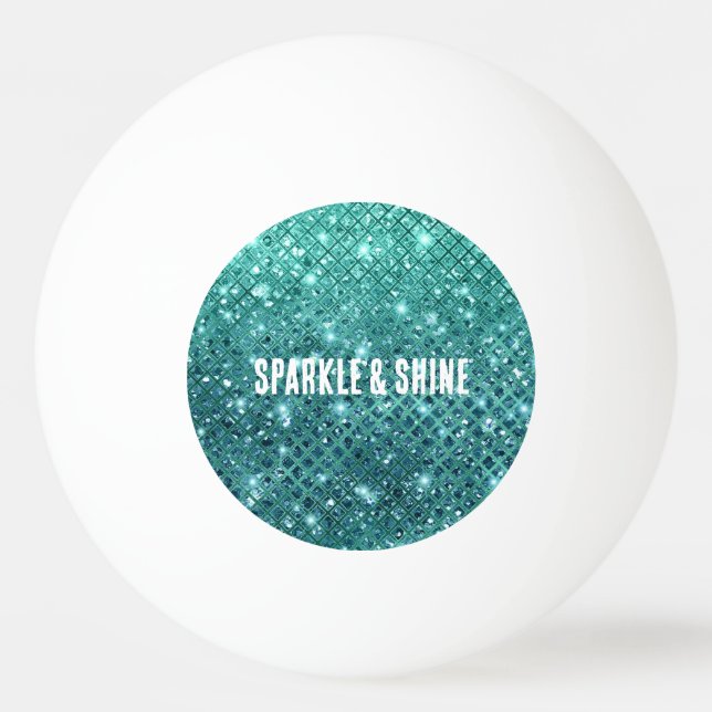 Türkis Aqua Green Sparkle Tischtennisball (Vorderseite)