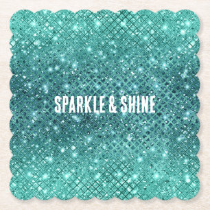 Türkis Aqua Green Sparkle Untersetzer