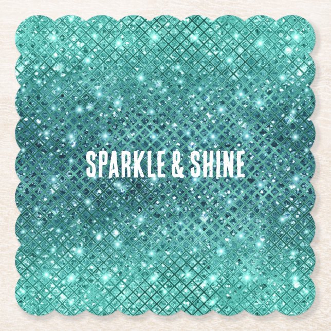 Türkis Aqua Green Sparkle Untersetzer (Vorderseite)