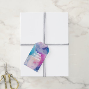 Türkis Aqua Lila Rosa Marmor Geburtstag Geschenkanhänger