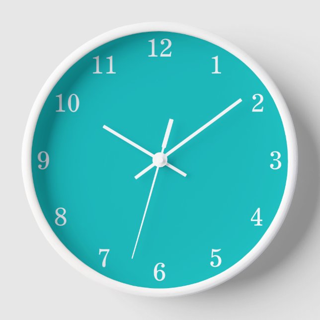 Türkis Aqua Minimalistisch Wall Clock Uhr (Vorderseite)
