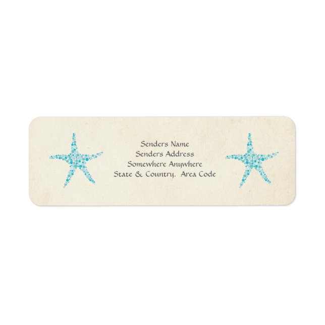 Türkis Aqua Starfish Kleine Adressetiketten (Vorne)