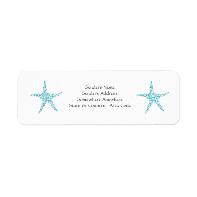 Türkis Aqua Starfish Kleine Adressetiketten (Vorne)