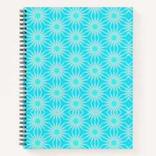 Türkis-, Aqua- und Grau-Blume mit Cyan Notizbuch
